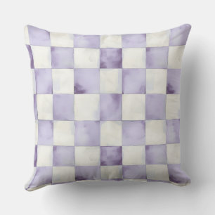 Oreiller décoratif à carreaux violets