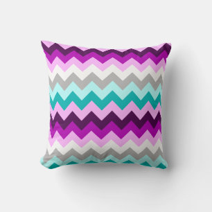 Oreiller décoratif à chevrons violet blanc sarcell