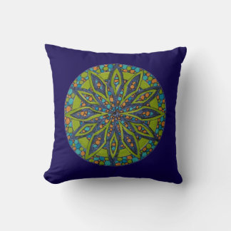 Oreiller décoratif à mandala Starburst vert/bleu
