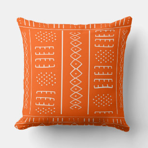 Oreiller décoratif à motif africain orange