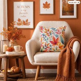 Oreiller décoratif à motif botanique d'automne