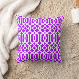 Oreiller décoratif à treillis marocain violet blan
