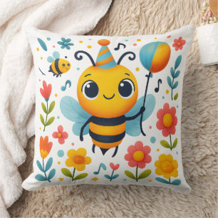 Oreiller Décoratif Abeille de Fête Joyeuse