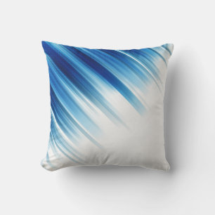 Oreiller décoratif bleu et blanc balayé par le ven