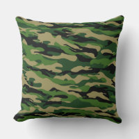 Oreiller décoratif en camouflage de forêt verte