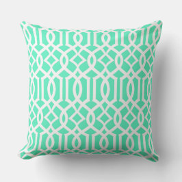 Oreiller décoratif en treillis marocain vert pâle