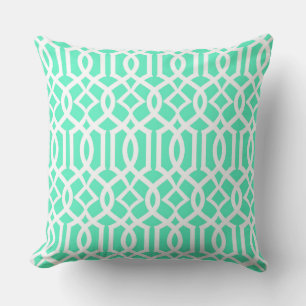 Oreiller décoratif en treillis marocain vert pâle