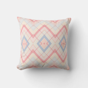 Oreiller décoratif géométrique carreauté pastel