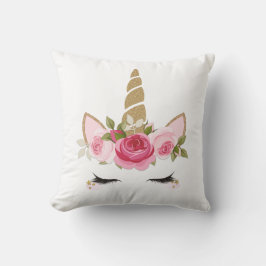 Oreiller décoratif licorne or floral tendance mign