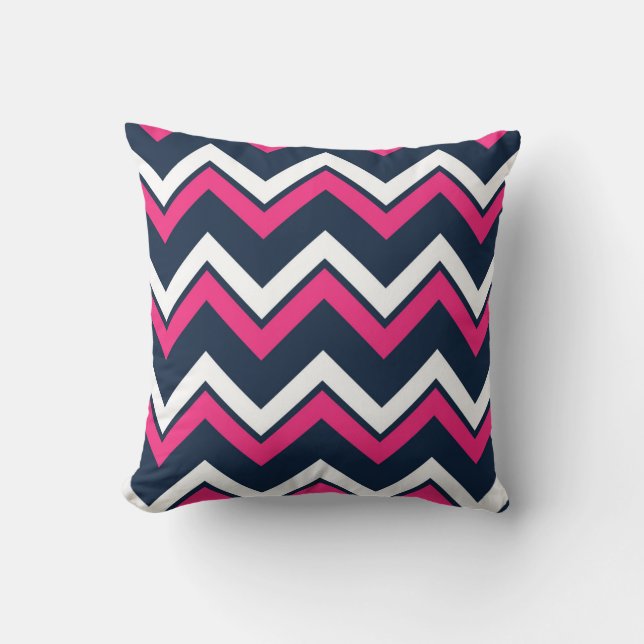 Oreiller décoratif Motif bleu Chevron de la Marine (Recto)
