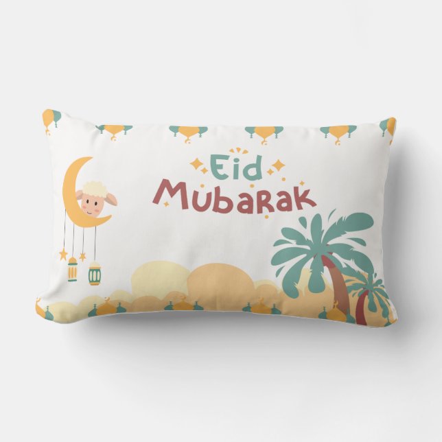 Oreiller décoratif Pastel Moon & Palm Eid Mubarak- (Recto)