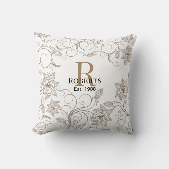 Oreiller décoratif personnalisé avec monogramme (Recto)