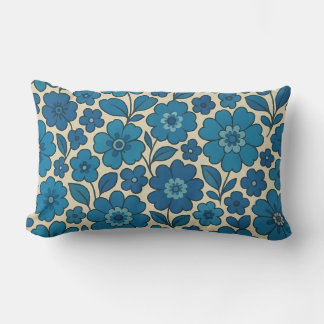 Oreiller décoratif rétro floral bleu