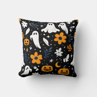Oreiller d'Halloween Citrouille et Fantôme Effraya