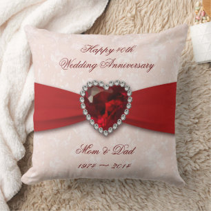 Oreiller doux Damask 40e anniversaire Mariage