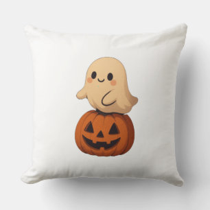 Oreiller doux Halloween avec un fantôme mignon sur