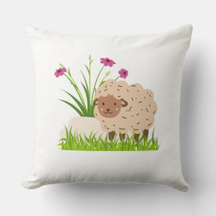 Oreiller doux mouton et herbe