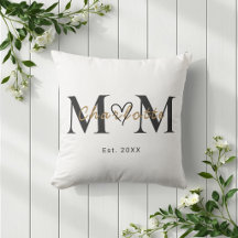 Oreiller Élégant avec Nom de Maman et Année de Fon