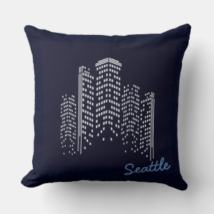 Oreiller en polyester à la skyline de Seattle