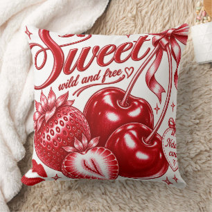 Oreiller esthétique cerise et fraise Rouge C
