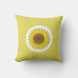 Oreiller extérieur tournesol jaune à pois