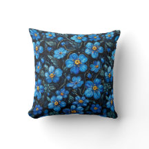 Oreiller Fleur Bleu Cadeau pour Maman Décoration d