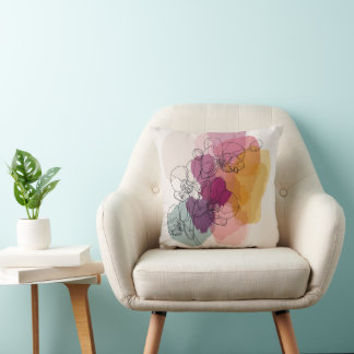 Oreiller Floral Minimaliste - Moderne