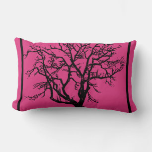 Oreiller Fuchsia Profond avec Silhouette d'Arbre N