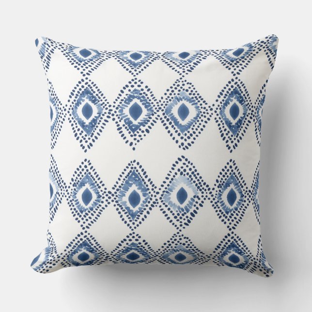 Oreiller géométrique bleu et blanc (Recto)