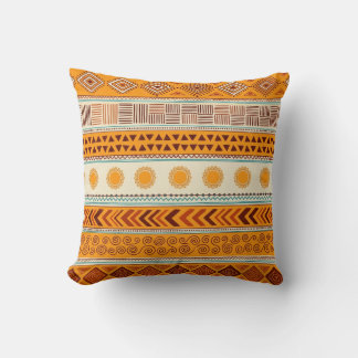 Oreiller géométrique jaune soleil tribal du Sud-Ou