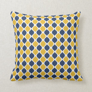 Oreiller géométrique marine et jaune 16x16