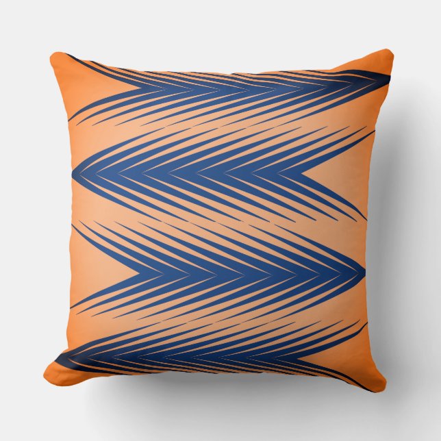 Oreiller géométrique marine et orange (Recto)