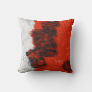 Oreiller gris, rouge et noir abstrait