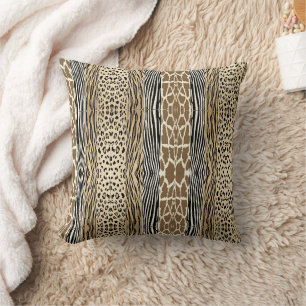 Oreiller Imprimé Zèbre en Relief Animal Beige