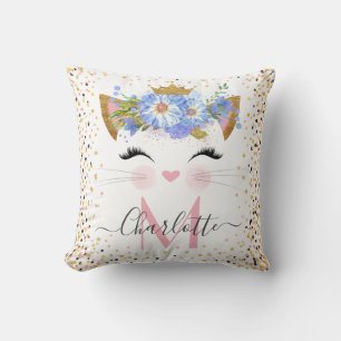 Oreiller jetable à monogramme de princesse chat te