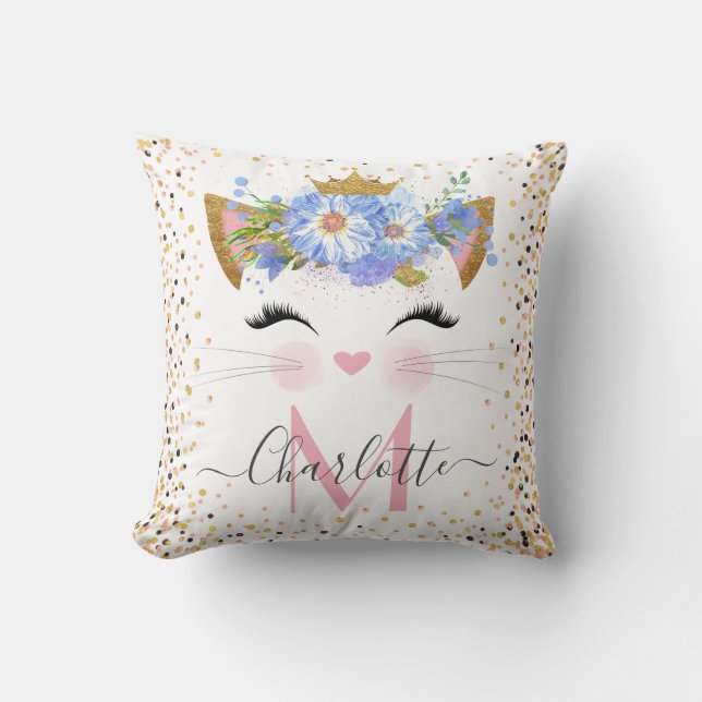Oreiller jetable à monogramme de princesse chat te (Recto)