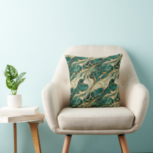 Oreiller jetable en marbre vert et or
