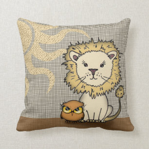 Oreiller jetable Lion et Hibou mignon pour garçon
