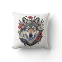 Oreiller jetable Loup personnalisé avec couronne f
