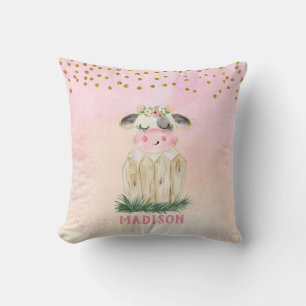 Oreiller jetable personnalisé vache rose en or