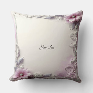 Oreiller jeté à cadre floral rose