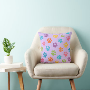 Oreiller jeté à empreinte de patte colorée – Cadea