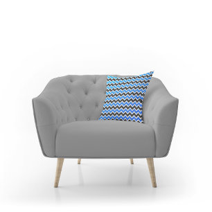 Oreiller jeté à motif chevron bleu noir moderne