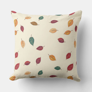 Oreiller jeté à motif de feuilles brodées d'automn