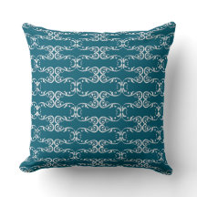Oreiller jeté à motif ornemental blanc classique