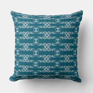 Oreiller jeté à motif ornemental blanc classique
