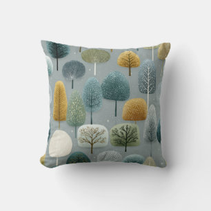 Oreiller jeté aux arbres de la forêt pastel scandi