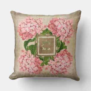 Oreiller jeté aux grappes d'hortensia rose II