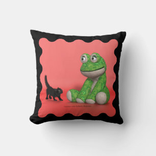 Oreiller jeté avec chaton et grenouille en peluche