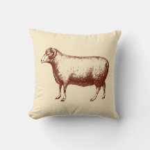 Oreiller jeté beige rustique de mouton de bélier v
